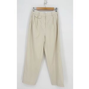 NEW Elborn Lyocell Straight Pants Pleat Front High Waisted in Ivory Women's 36